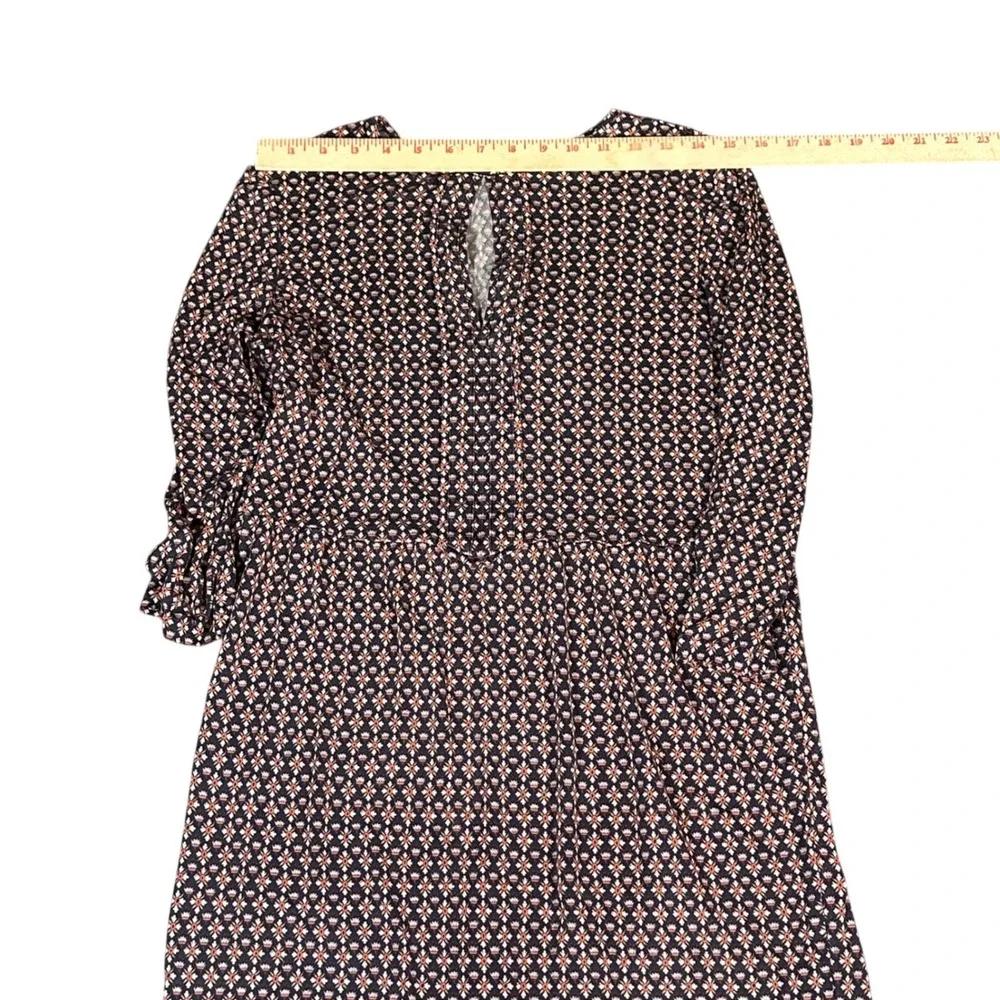 Tory‎ Burch Silk Jersey Dress Women Small Navy Orange Geometric Keyhole 22152495